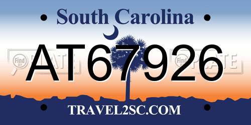 AT67926 South Carolina License Plate