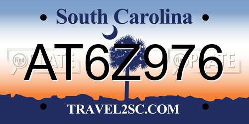 AT6Z976 South Carolina License Plate