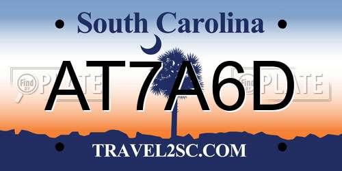 AT7A6D South Carolina License Plate