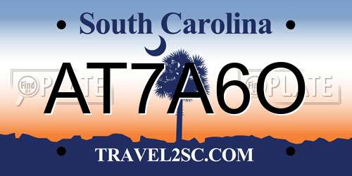 AT7A6O South Carolina License Plate