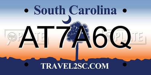 AT7A6Q South Carolina License Plate