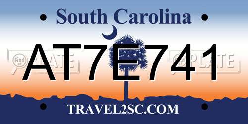AT7E741 South Carolina License Plate