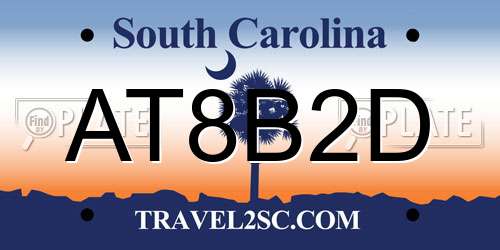 AT8B2D South Carolina License Plate