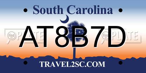 AT8B7D South Carolina License Plate
