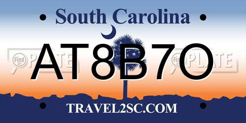 AT8B7O South Carolina License Plate