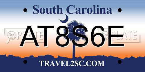 AT8S6E South Carolina License Plate
