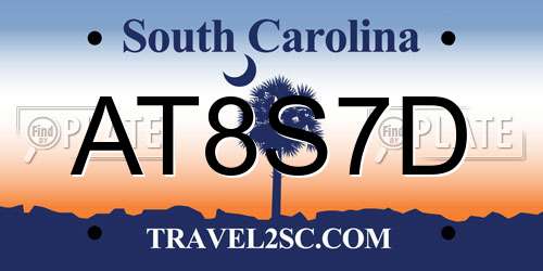 AT8S7D South Carolina License Plate
