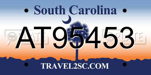 AT95453 South Carolina License Plate