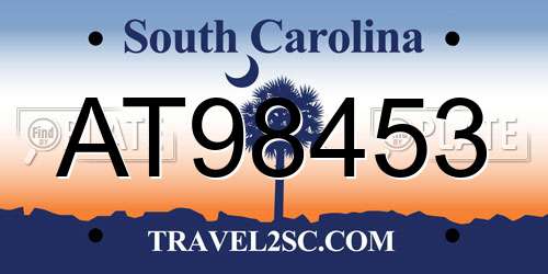AT98453 South Carolina License Plate