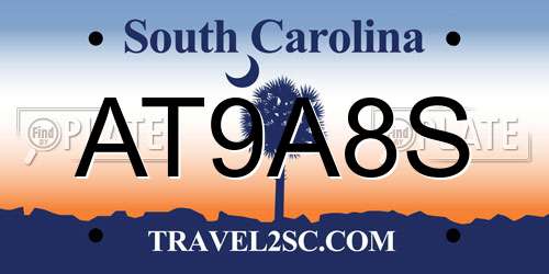 AT9A8S South Carolina License Plate