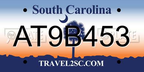 AT9B453 South Carolina License Plate