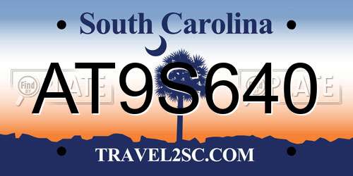 AT9S640 South Carolina License Plate