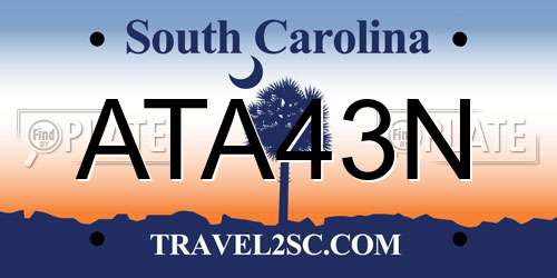 ATA43N South Carolina License Plate