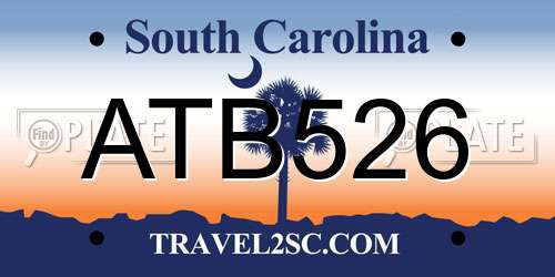 ATB526 South Carolina License Plate