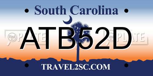 ATB52D South Carolina License Plate