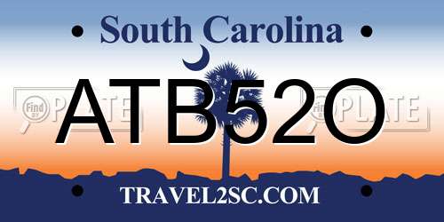 ATB52O South Carolina License Plate