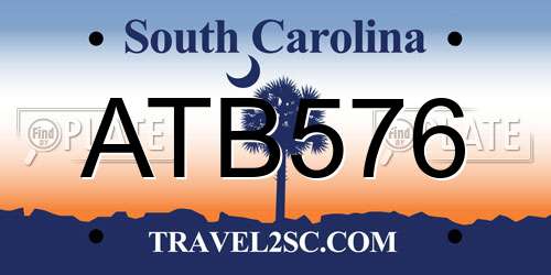 ATB576 South Carolina License Plate