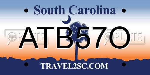 ATB57O South Carolina License Plate