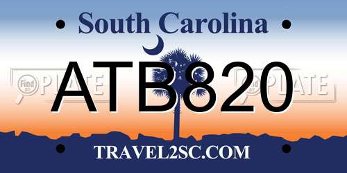 ATB820 South Carolina License Plate