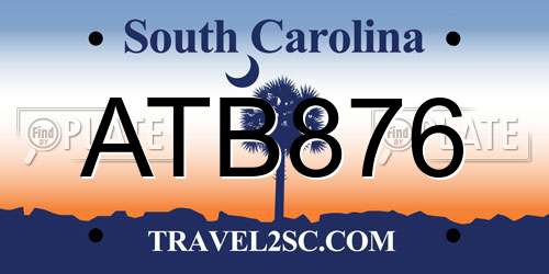 ATB876 South Carolina License Plate