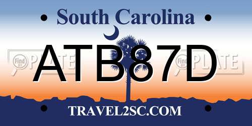 ATB87D South Carolina License Plate
