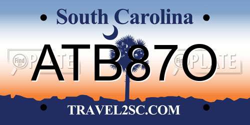 ATB87O South Carolina License Plate
