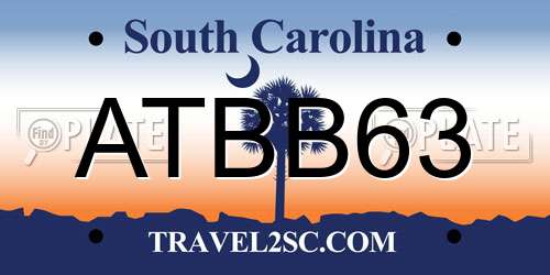 ATBB63 South Carolina License Plate