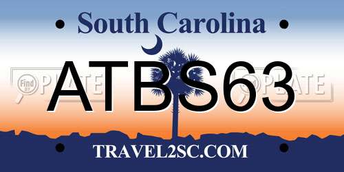 ATBS63 South Carolina License Plate