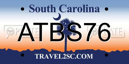 ATBS76 South Carolina License Plate