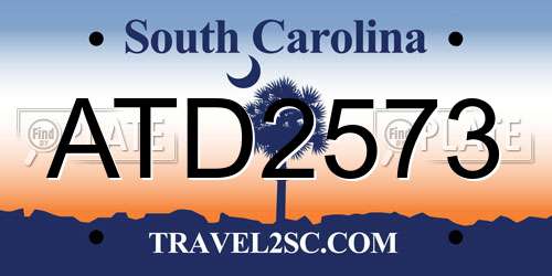 ATD2573 South Carolina License Plate