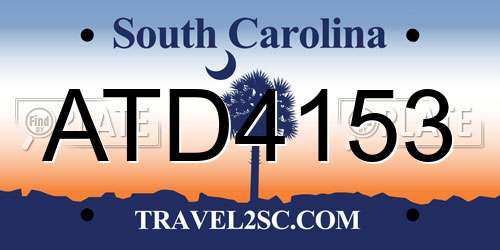 ATD4153 South Carolina License Plate