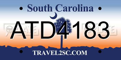ATD4183 South Carolina License Plate