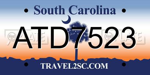 ATD7523 South Carolina License Plate