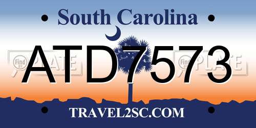 ATD7573 South Carolina License Plate