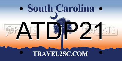 ATDP21 South Carolina License Plate