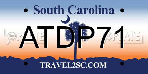 ATDP71 South Carolina License Plate