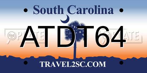 ATDT64 South Carolina License Plate