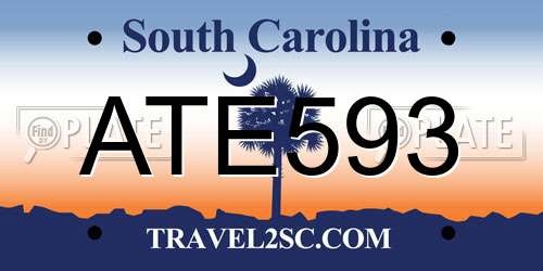 ATE593 South Carolina License Plate