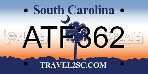 ATF362 South Carolina License Plate