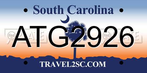 ATG2926 South Carolina License Plate