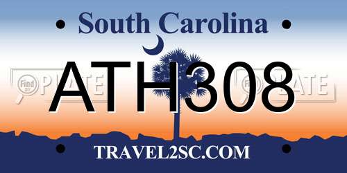 ATH308 South Carolina License Plate