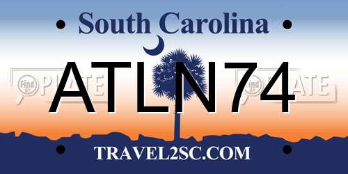 ATLN74 South Carolina License Plate