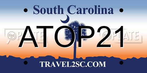 ATOP21 South Carolina License Plate