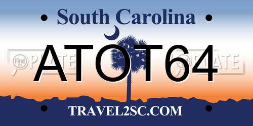 ATOT64 South Carolina License Plate