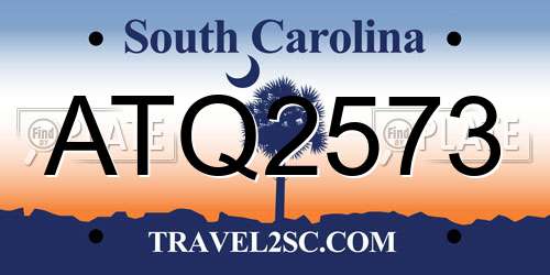 ATQ2573 South Carolina License Plate