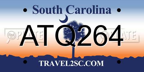 ATQ264 South Carolina License Plate