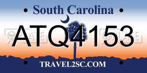 ATQ4153 South Carolina License Plate