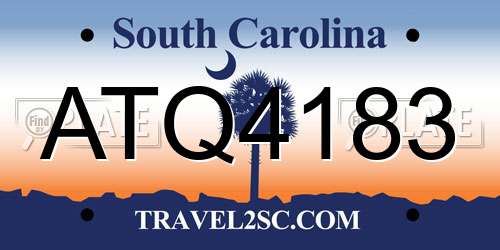 ATQ4183 South Carolina License Plate