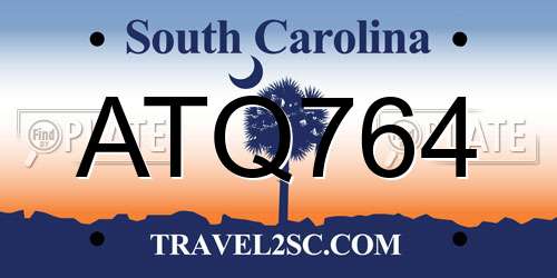 ATQ764 South Carolina License Plate