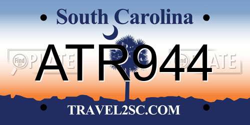 ATR944 South Carolina License Plate